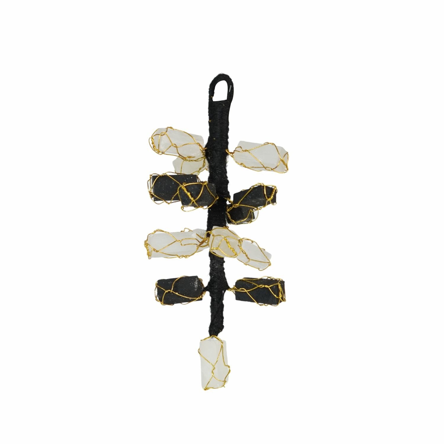 Selenite and Black Tourmaline Hanging