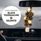 Selenite and Black Tourmaline Hanging